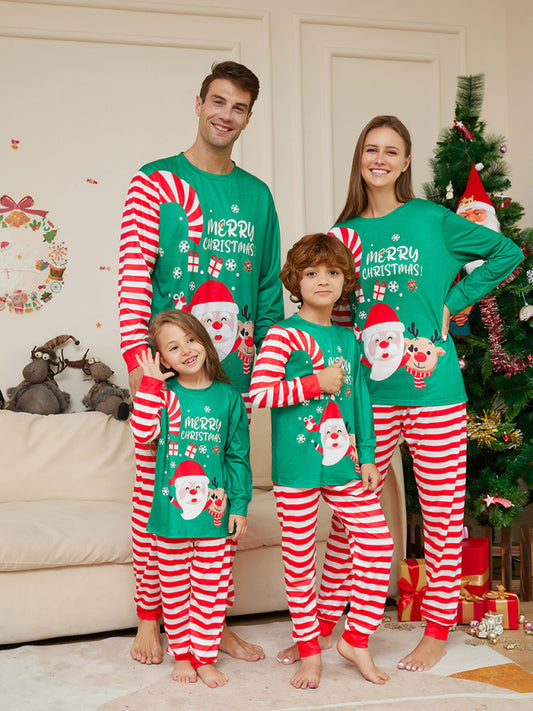 New Cartoon Santa Letter Printed Parent-Child Christmas Pajamas Home Clothes Set (Children’s Style)