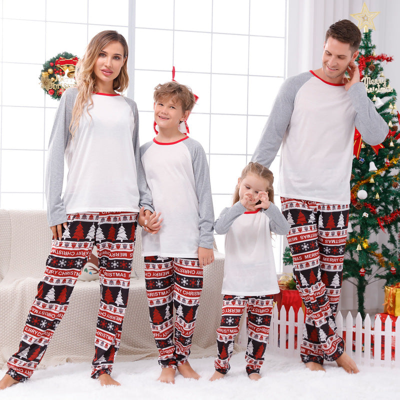 Home clothes Christmas home clothes parent-child suit plaid patchwork print home clothes