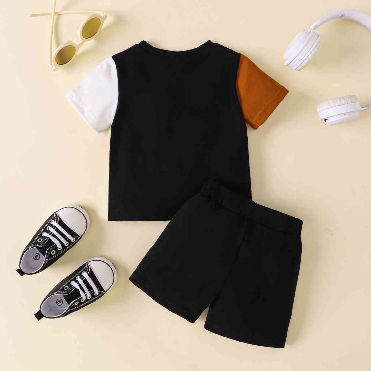 NICE Color Block Tee and Shorts Set