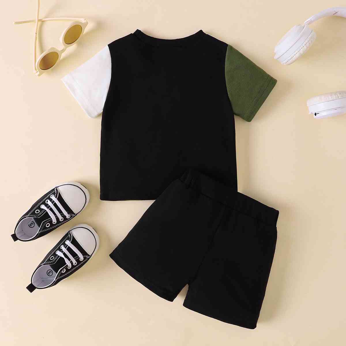 NICE Color Block Tee and Shorts Set