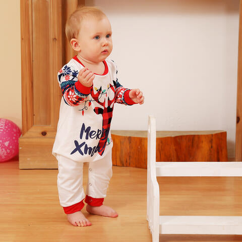 Baby MERRY XMAS Reindeer Graphic Jumpsuit